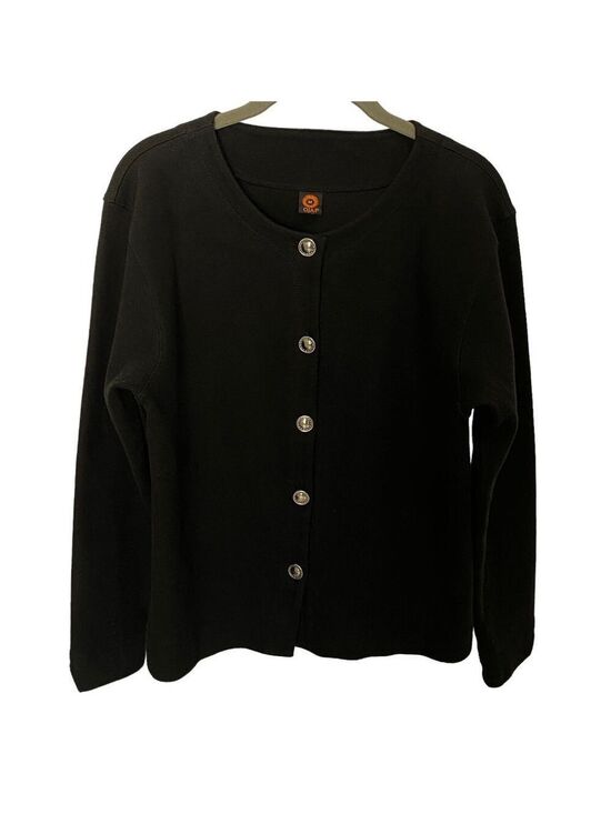 Ojai Jackets & Blazers - Vintage Y2K Ojai Black Jacket Sz M Thick Soft Knit Silver Buttons Made In Peru